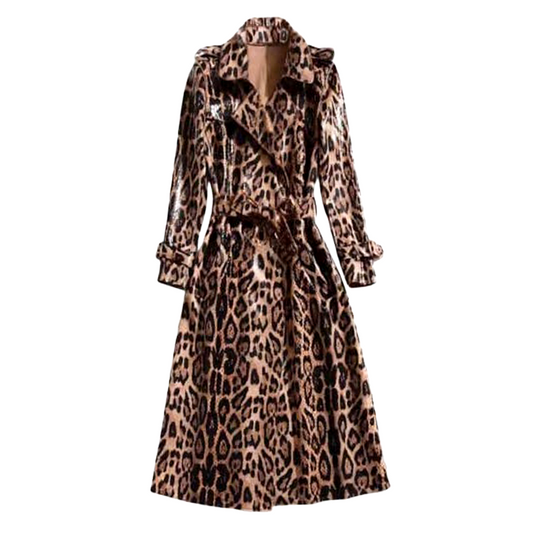 DOUBLE-BREASTED ANIMAL PRINT COAT