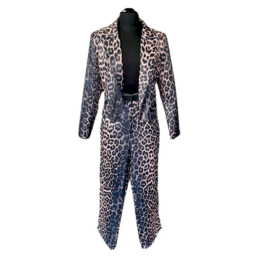 ANIMAL PRINT BLAZER AND PENCIL PANTS SET