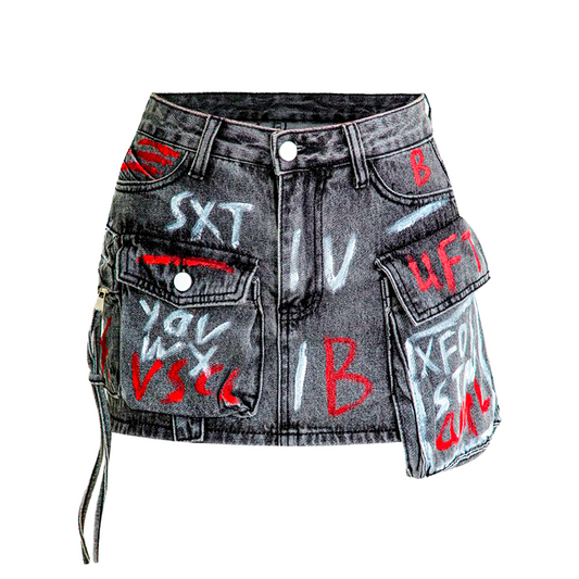 SUPER COOL CARGO GRAFFITI MINISKIRT