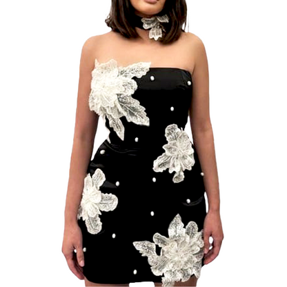 CLASSY STRAPLESS EMBELLISHED DRESS